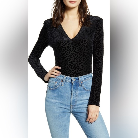 NWT ASTR the Label Inca Bodysuit in Black Leopard Burnout - Picture 7 of 13